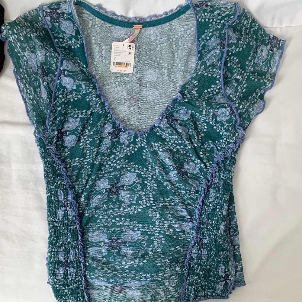 Free People Oh My Baby Tee size L seagrass combo - Picture 7 of 7